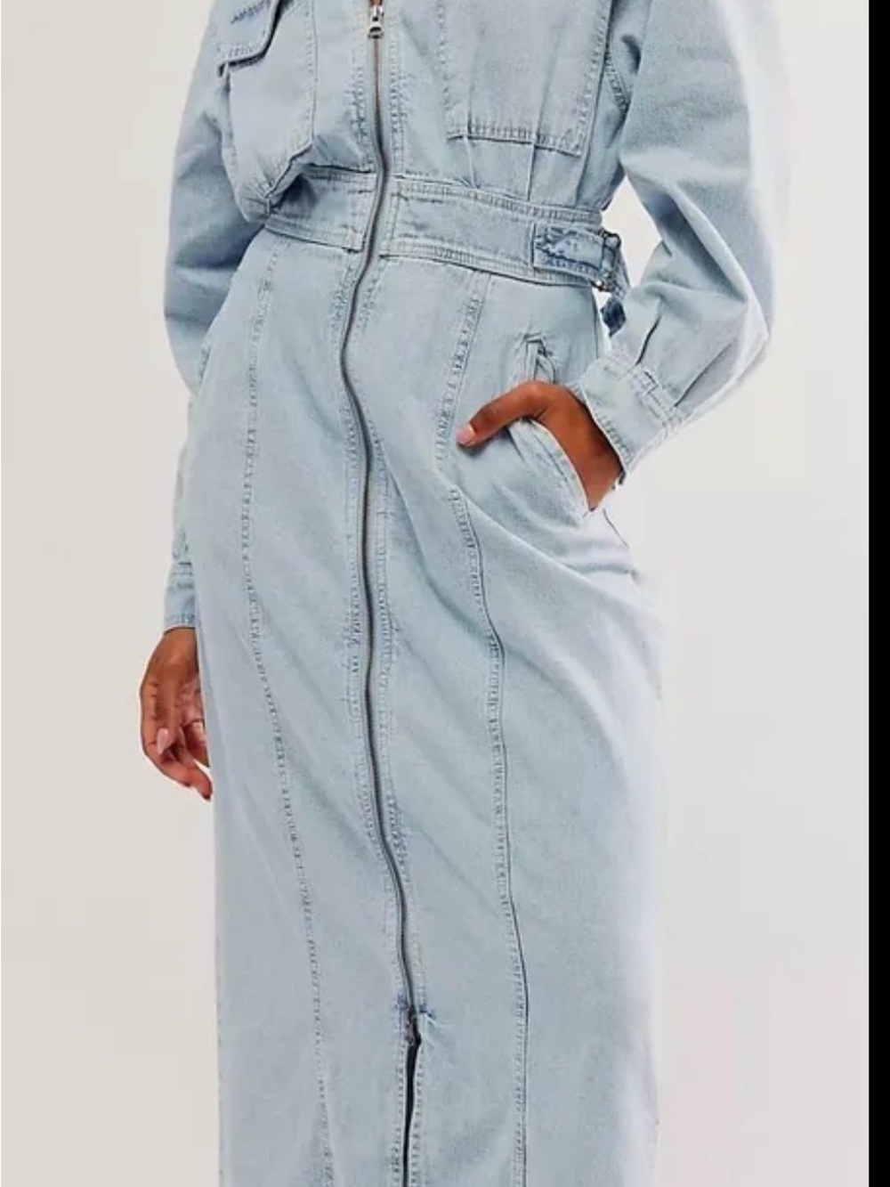 NWT Free People Sundown Midi Dress Sky Light Denim